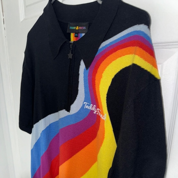 New Teddy Fresh Rainbow Wave Half Zip Knit Top Women’s XXL - Picture 3 of 5